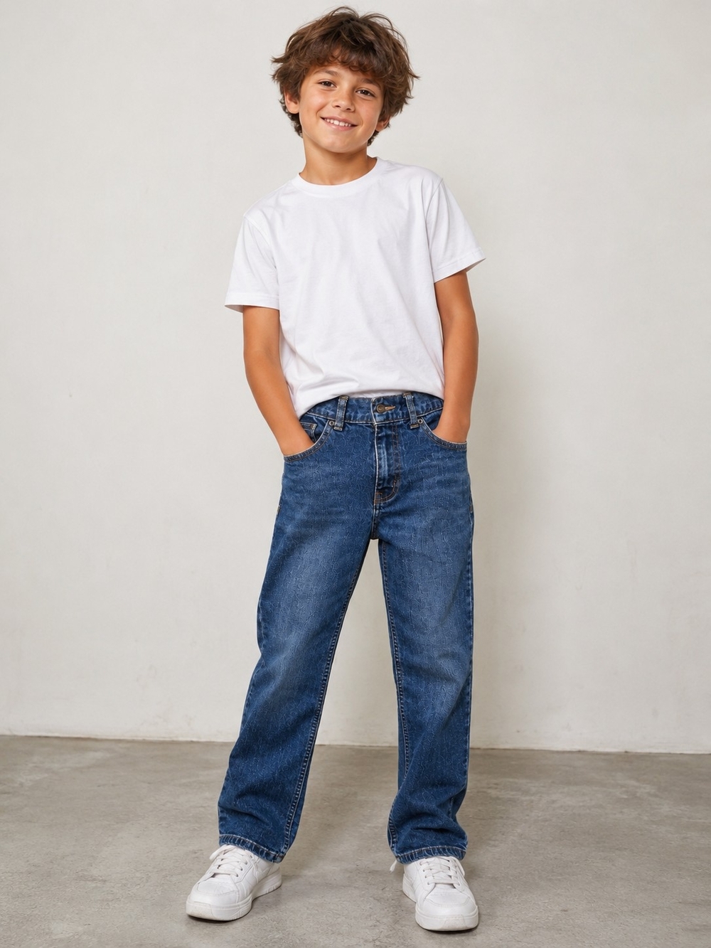 wonder nation Boys' Relaxed Jeans in Blue Wash